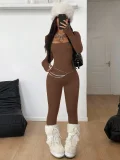 Solid Color Long Sleeve Jumpsuit YWXS-K25L1403