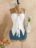 Solid Color Halterneck Mesh Tank Top GXIY-K26L2270