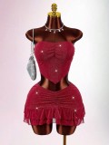 Sexy Wrap Chest Top Ruffles Skirt 2 Piece Set GXIY-K25L1868