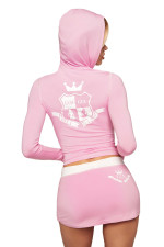 Letter Print Zipper Hooded Sport Two Piece Skirt Set YWXS-K26L2126