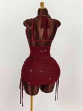 Sexy Backless Halterneck Top Bikini Skirt Three Piece Set GXIY-K25L1928