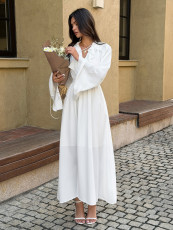 V Neck Long Sleeve Maxi Dress GZEY-K26230055