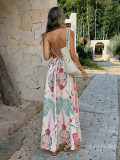Casual Print Halterneck Maxi Dress GZEY-D26230093