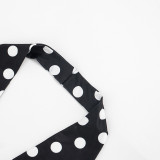Polka Dots Print Halterneck Backless Seventh Pants Two Piece Set MXBF-J26ST130