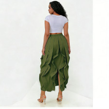 Solid Color Patchwork Ruched Long Skirts NY-3888