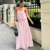 Sexy Mesh Solid Color Split Sling Maxi Dress XEF-K6D05526A