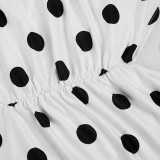 Polka Dots Print Tie Up Backless Seventh Jumpsuit(With Headscarf) GDSF-D26JP095