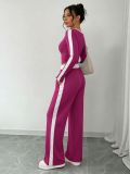 Long Sleeve Loose Color Block Pants Suit HNIF-MC003