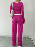 Long Sleeve Loose Color Block Pants Suit HNIF-MC003
