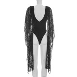 Solid Color Lace Tie Up Bodysuit GSZM-J26BS169