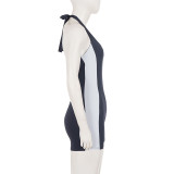 Halterneck Tie Up Backless Romper GPKJ-MR48658