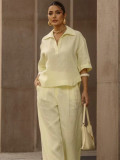 Solid Color Short Sleeve Loose Two Piece Pants Set MIL-369