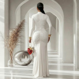Solid Color Long Sleeve Maxi Dress GJYO-JD305175