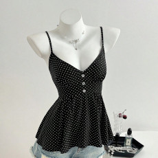 V Neck Polka Dot Sling Tank Tops GYXN-73917