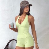 Solid Color Backless Tank Top Sport Short Suit SUM-JY26011MHO