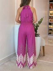 Solid Color Sleeveless Print Jumpsuit GYLY-11144