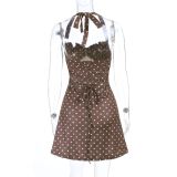 Polka Dots Print Halterneck Mini Dress SUM-YL26112PFO
