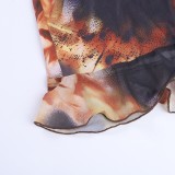 Print V Neck Split Maxi Dress SUM-YL26111MHO