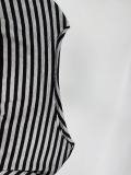 Plus Size Stripe Slash Shoulder Top Wide Leg Pants Suit GAWE-6738