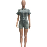 Fashion Washed Denim Romper NYF-8209