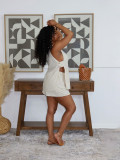 Solid Color Sleeveless Shirt Shorts 2 Piece Set BMF-854