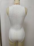 Hot Drill Square Neck Sleeveless Bodysuit  LSD-2801