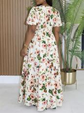 Print  Puff Sleeve Maxi Dress GYLY-11198