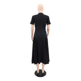 Solid Color Short Sleeve Maxi Dress GYLY-10997