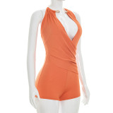 Sleeveless Backless Ruched Romper GDSF-J26RP124