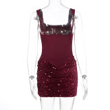 Sequin Patchwork Sling Mini Dress GWSD-D1995142