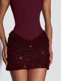Sequin Patchwork Sling Mini Dress GWSD-D1995142