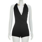 Sleeveless Backless Ruched Romper GDSF-J26RP124