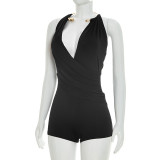Sleeveless Backless Ruched Romper GDSF-J26RP124