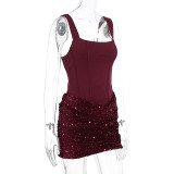 Sequin Patchwork Sling Mini Dress GWSD-D1995142