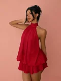 Sleeveless Backless Mesh Mini Dress GWSD-D1995166