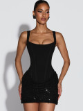 Sequin Patchwork Sling Mini Dress GWSD-D1995142