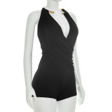 Sleeveless Backless Ruched Romper GDSF-J26RP124