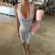 Color Block Sleeveless Tank Top Fifth Pants Suit DLSF-K6S06889A