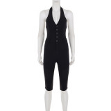 Halterneck Solid Color Backless Jumpsuit GPKJ-MR45320