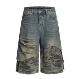 Plus Size Camouflage Patchwork Holes Seventh Jeans GYLN-3071