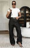 Plus Size Rivet-Detail Straight-Leg Washed Jeans GYLN-0111