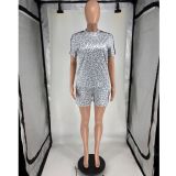 Print Short Sleeve Shorts Sport 2 Piece Set FOSF-8835