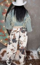 Plus Size Cow Print Loose Jeans GYLN-8094