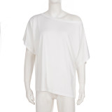 Solid Color Slash Shoulder T Shirts GPKJ-MR47002