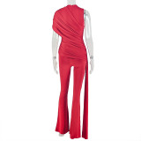 Ruched Irregular Single Shoulder Maxi Dress GJYO-JP006329