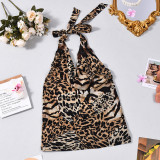 Leopard Print Mesh Backless Tops GYHF-60451TBZ