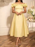 One Shoudler Ruched Sleeve Midi Dress GKEN-AM050643
