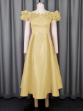 One Shoudler Ruched Sleeve Midi Dress GKEN-AM050643