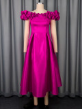 One Shoudler Ruched Sleeve Midi Dress GKEN-AM050643