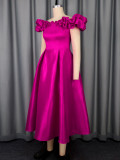 One Shoudler Ruched Sleeve Midi Dress GKEN-AM050643